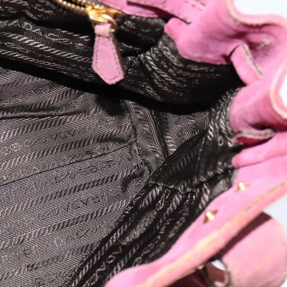 PRADA Hand Bag Suede Pink Auth BD1884 - Picture 12 of 16